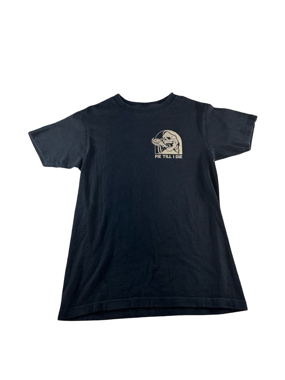 Sketchy Tank Pie Till I Die Skull Pizza Graphic T Shirt Black Adult Small Cotton